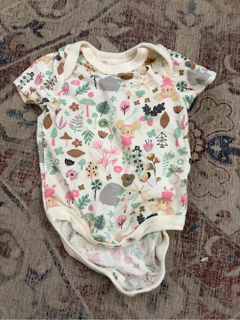 Wander Cream One-Piece Bodysuit with Pink, Green and Brown Prints